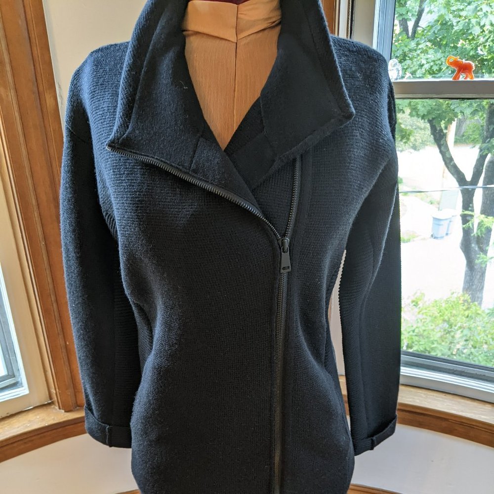 Vince - Size XS - Moto -Asymmetric zip black wool sweater